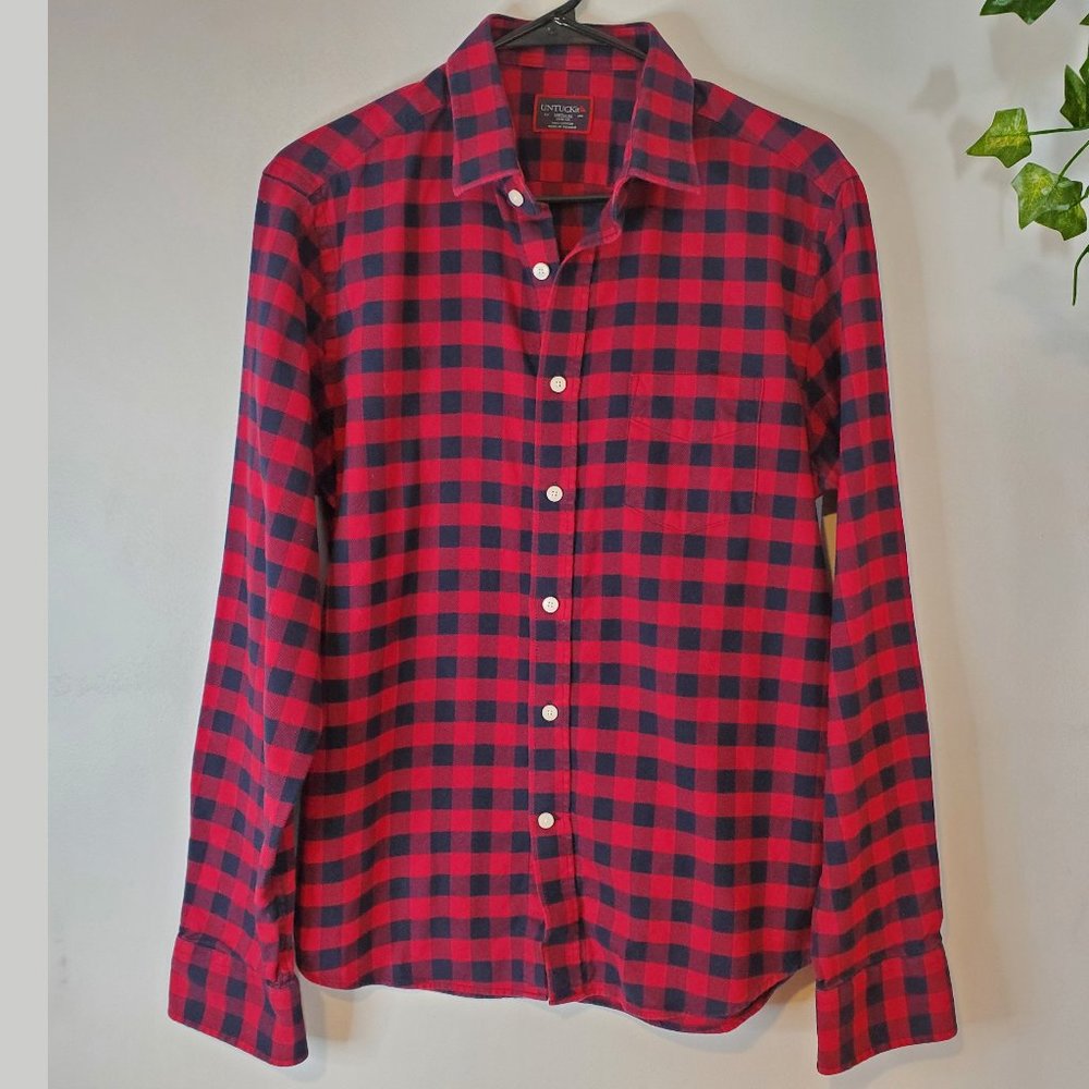 UNTUCKIT Red Plaid Button Down SlimFit Shirt